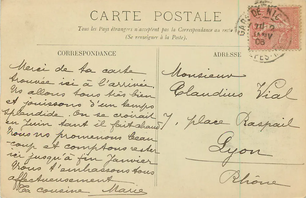 NICE — A Promenade dos Ingleses — LL. n° 233 - Verso