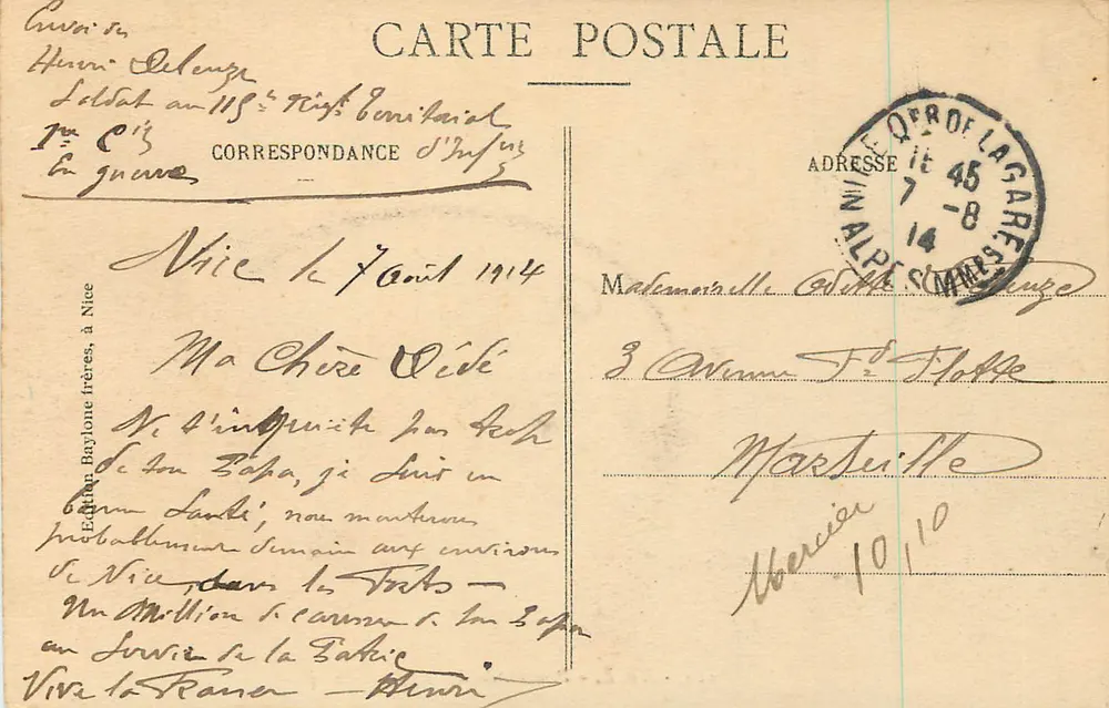 Nice - Promenade dos Ingleses - B.F. - n°114 - Verso