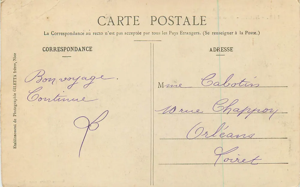 NICE - Promenade des Anglais — Artistieke Collectie 148 — Uitgave Giletta, fot., Nice - Achterkant