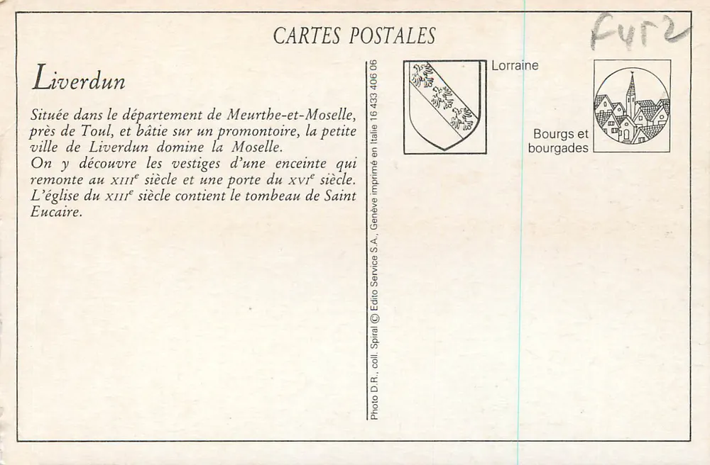 Liverdun picturesque — High Gate — Hurson, Bas-Lorrain, Alverdun - Back