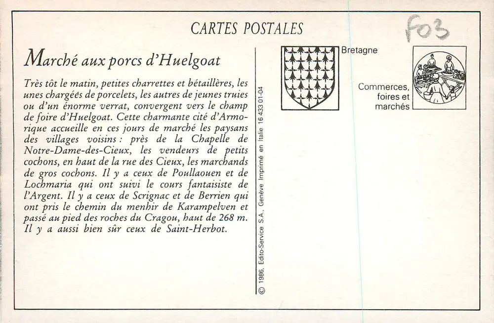 Huelgoat (Finistère) — Marché aux Porcs — ND. Phot. - Verso