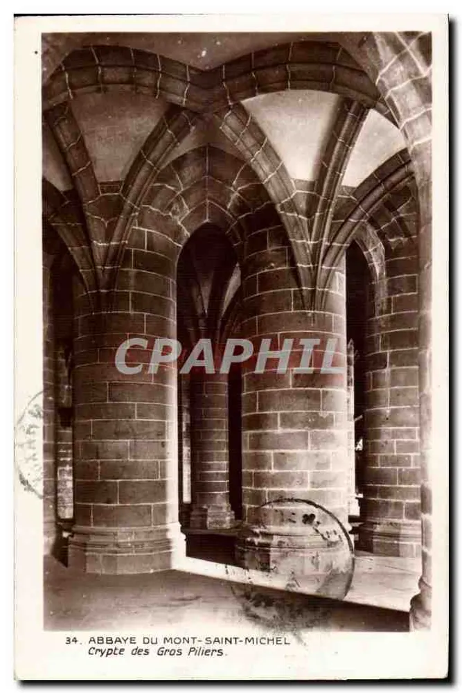 Abbaye du Mont-Saint-Michel — Crypte des Gros Piliers — Édition Monuments Historiques - Recto