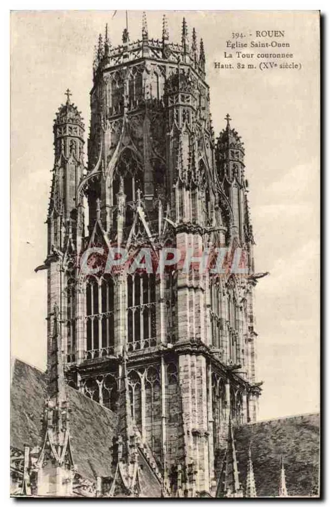 Rouen — Kirche Saint-Ouen, Die Krönungsturm — Nr. 394 - Vorderseite