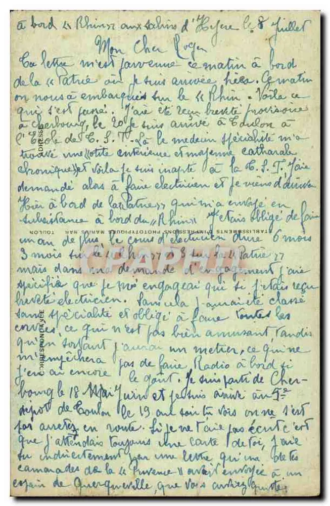 Toulon — Hôtel des Postes, Télégraphes et Téléphones — éditeur POLO, n° 206 - Verso