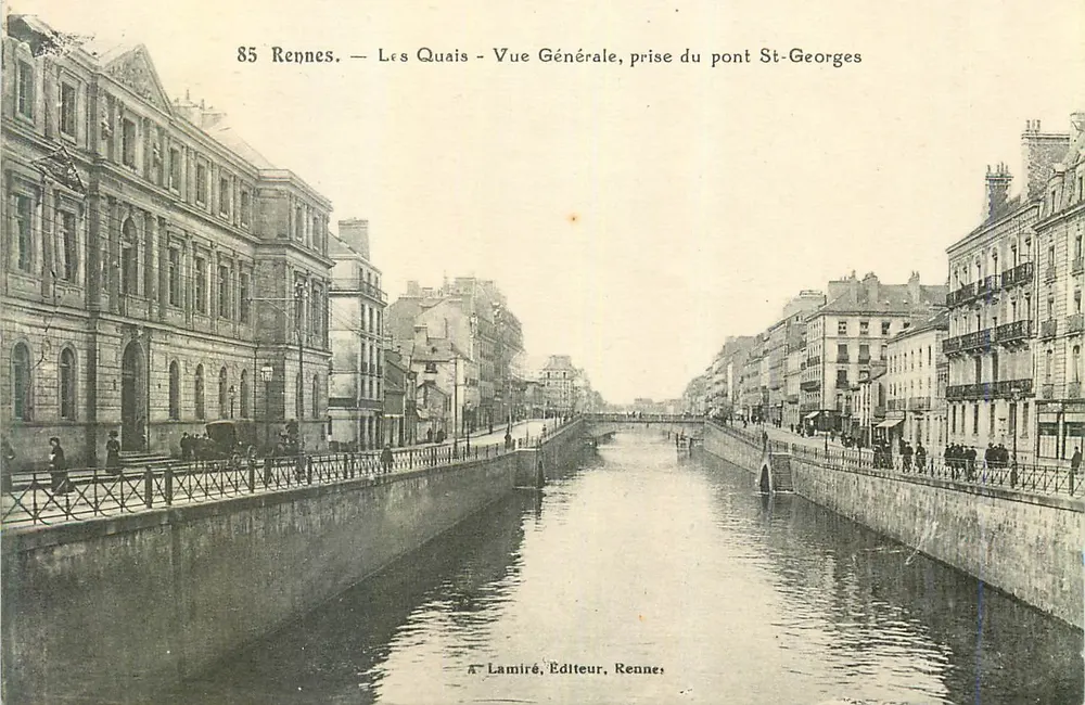 Rennes — Die Quais — Allgemeiner Blick, aufgenommen von der Brücke St-Georges — A. Lamiré, Verleger, Rennes - Vorderseite