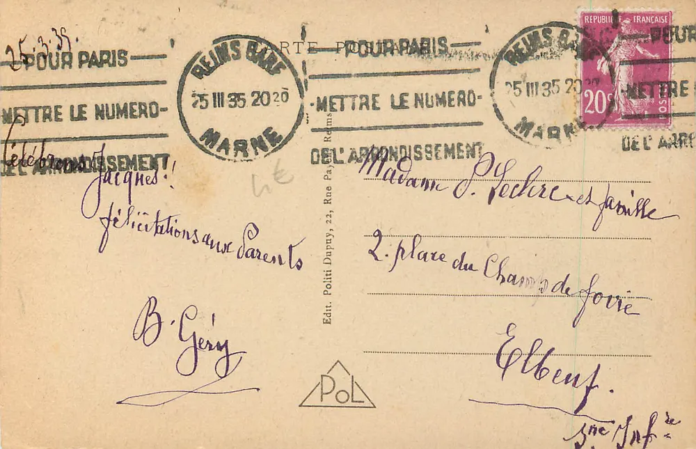 Reims - A Igreja de São Rémi — Editor POL, n° 611 - Verso