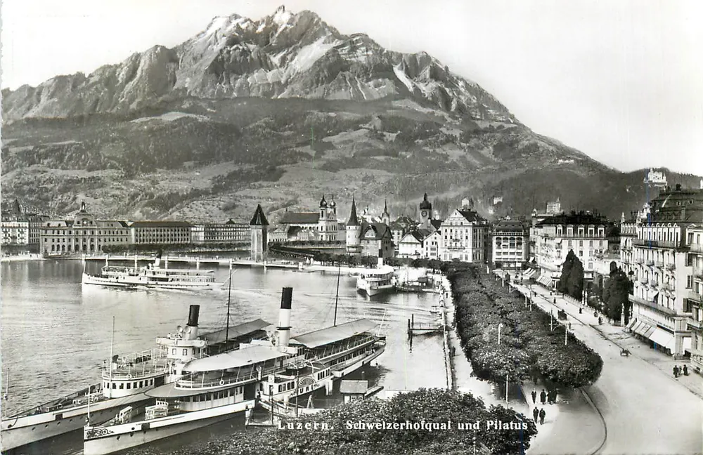 Luzern. Schweizerhofquai und Pilatus — Photoglob-Wehrli AG, Zürich, n° 7681 - Recto