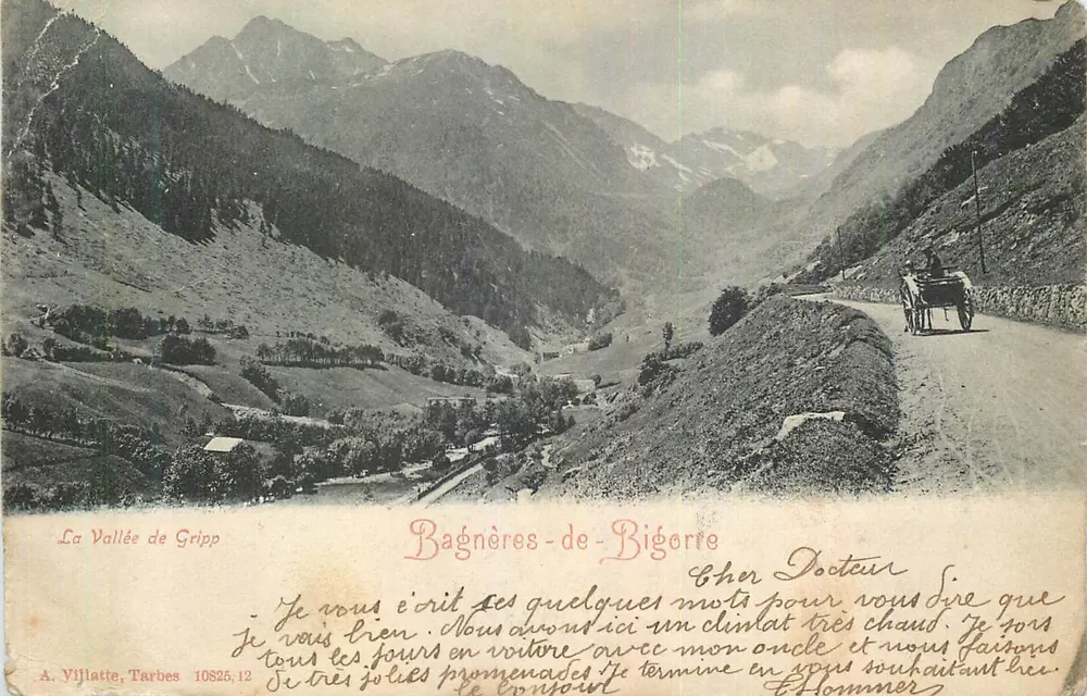 Die Schlucht von Gripp — Blick auf Bagnères-de-Bigorre — Verlag A. Villatte, Tarbes, n° 10825.12 - Vorderseite