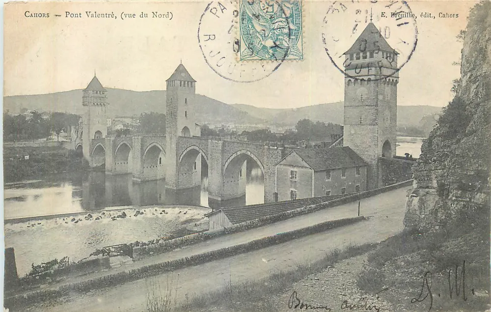 Cahors — Pont Valentré, (vue du Nord) — E. Brunille, édit, Cahors - Recto