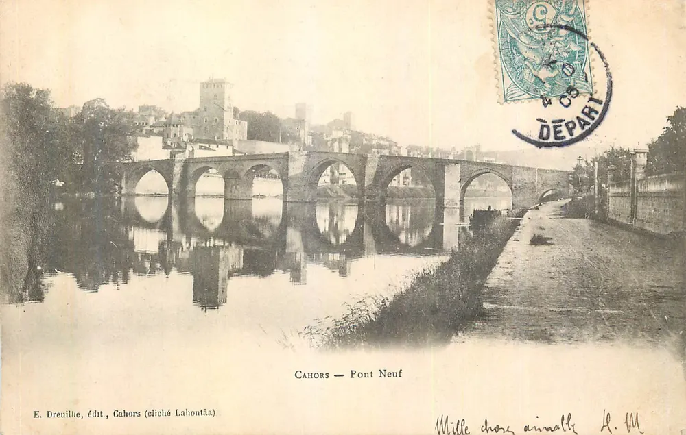 Cahors — Most Nowy — E. Dreuilhe, wyd., Cahors (cliché Lahontaa) - Awers