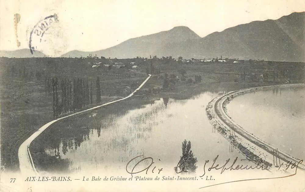 Aix-les-Bains — La Baie de Grésine et Plateau de Saint-Innocent — LL. n°77 - Recto