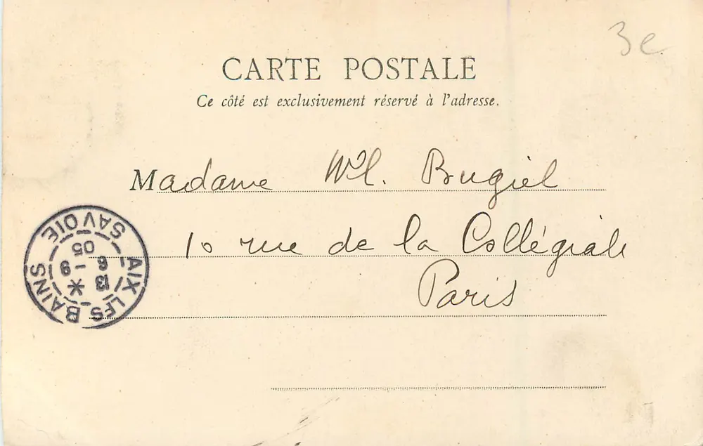 Aix-les-Bains — A Cachoeira de Grésy — B.F. Paris, n° 3e - Verso