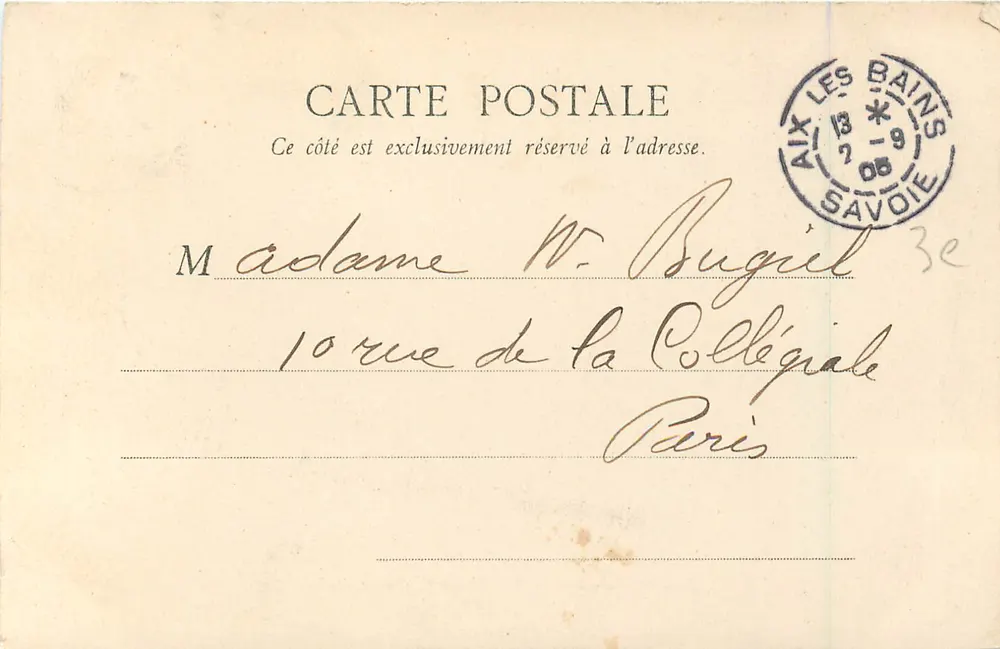 Aix-les-Bains — Abadia de Hautecombe — B.F. Paris, n°1 - Verso