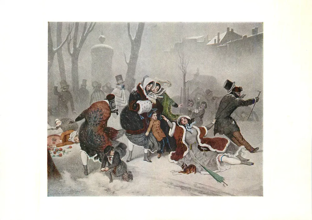 Ein rutschiger Tag — J. Bettanier und C. Regnier nach E. Guerard — Victoria and Albert Museum - Vorderseite