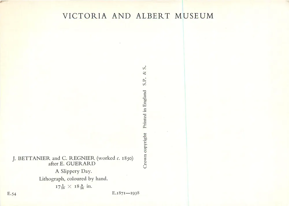 Ein rutschiger Tag — J. Bettanier und C. Regnier nach E. Guerard — Victoria and Albert Museum - Rückseite