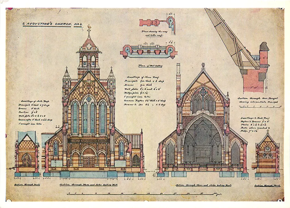 St. Augustinskirche, Queen's Gate — Entwurf für die Kirche und die Seitengänge — William Butterfield, R.A. - Vorderseite