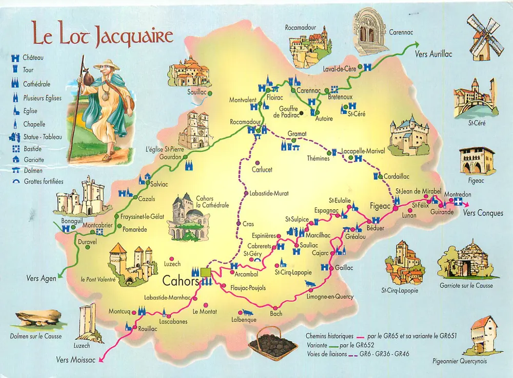 Der Lot Jacquare — Illustrierte Touristikkarte — Verlag nicht sichtbar - Vorderseite