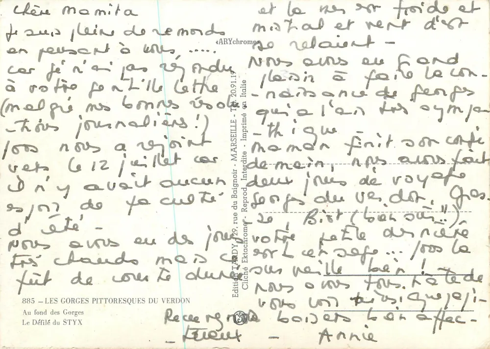 Pittoreske Schluchten des Verdon — Der Styx-Pass — Edition Tardy, Marseille - Rückseite