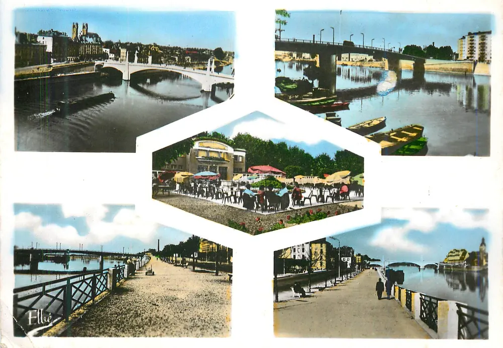 Chalon-sur-Saône — vista da Saône e de seus pontes — Cartes postales Ch. B. à Barizey (S.-et-L.) - Frente