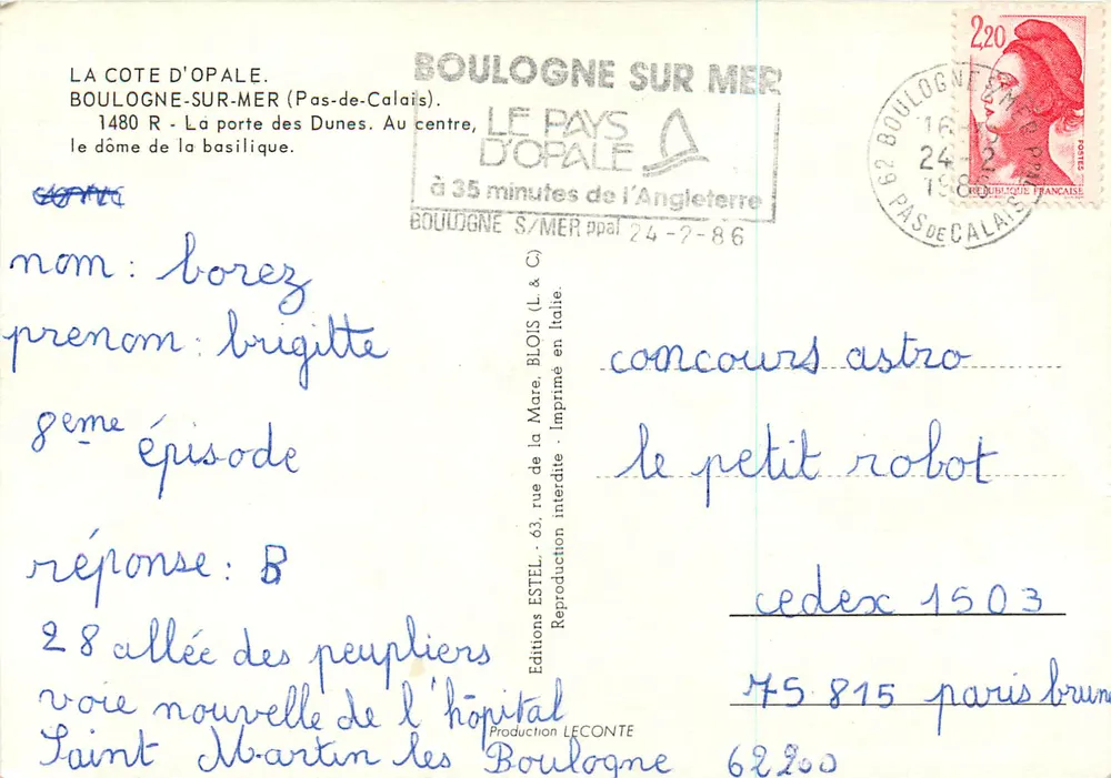 Boulogne-sur-Mer — Die Pforte der Dünen und der Dom der Basilika — Éditions Estel - Rückseite