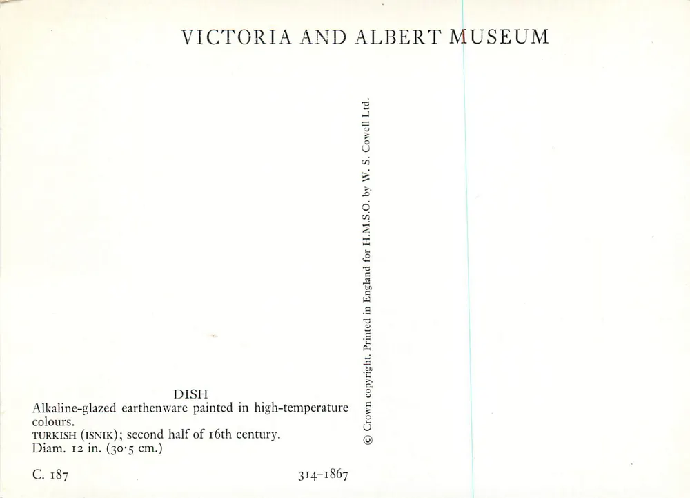 Prato turco — Isnik, segunda metade do século XVI — Victoria and Albert Museum - Verso