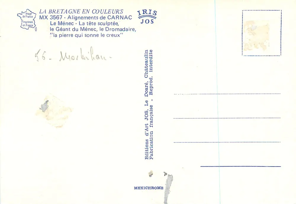 Le MéneC Carnac — Merkwürdige Steine — Éditions JOS - Rückseite