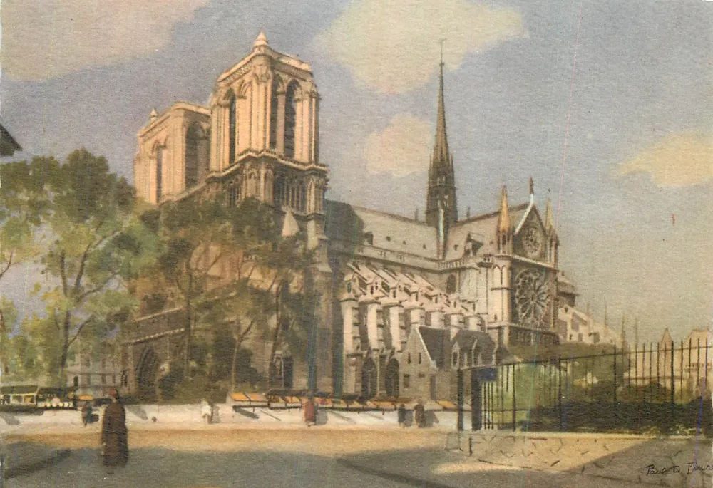 Notre-Dame de Paris — vista pintada — Edição Turística ODE, Paris - Frente
