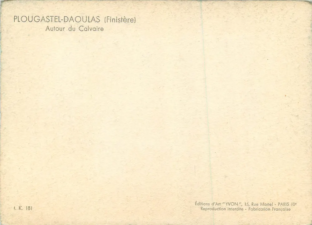 PLOUGASTEL-DAOULAS (Finistère) — Autour du Calvaire — Éditions d'Art YVON - Verso