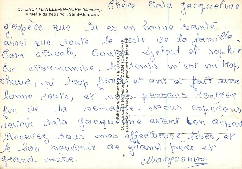 Bretteville-en-Saire (Manche) — Die Gasse des kleinen Hafens Saint-Germain — Verlag LE GOUDEY - Rückseite