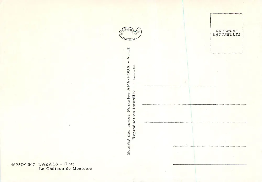 Il Castello di Montcera — Lot — editore APA-POUX - Verso