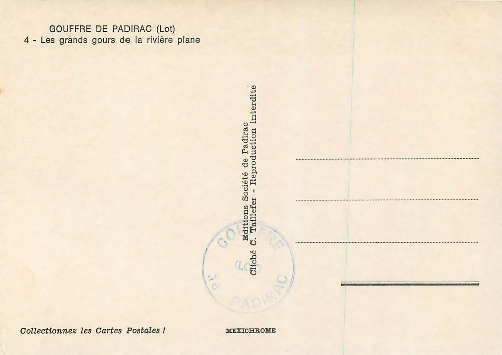 Gouffre de Padirac (Lot) — Die großen Becken des flachen Flusses — Éditions C. Taillefer - Rückseite