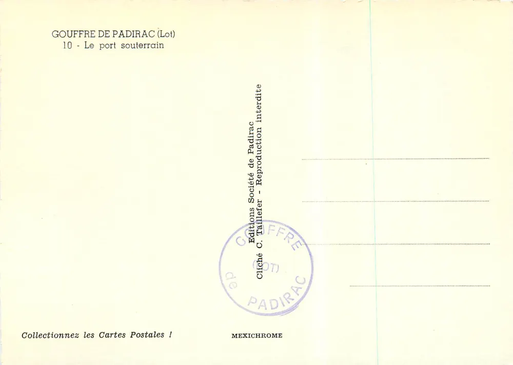 Gruta de Padirac (Lote) — O porto subterrâneo — Edições C. Tallefer - Verso