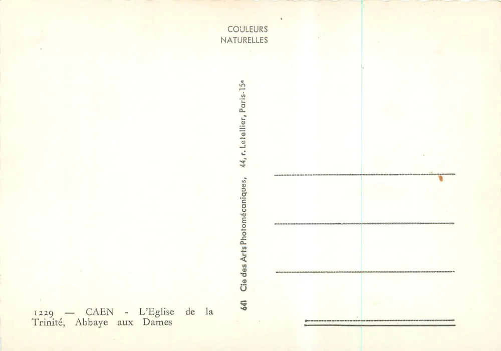 Caen — Abbaye aux Dames — Kerk van de Heilige Drie-eenheid — Cie des Arts Photomécaniques, Parijs - Achterkant