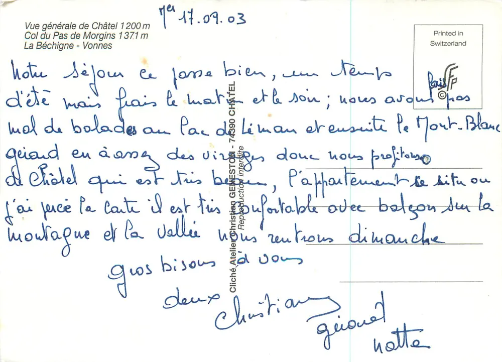 Châtel — Vue générale — Cliché Christophe Géneston - Verso