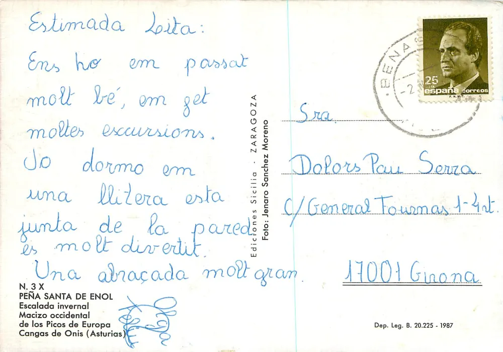 Escalada invernal — Peña Santa de Enol — Ediciones Sicilia, N. 3 X - Verso