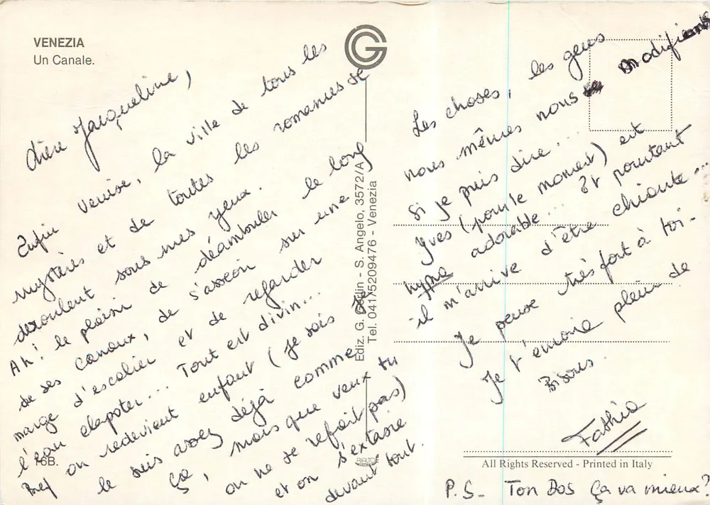 Vénétie — Un Canale — Ediz. G. Golin - S. Angelo, 3572/A - Verso