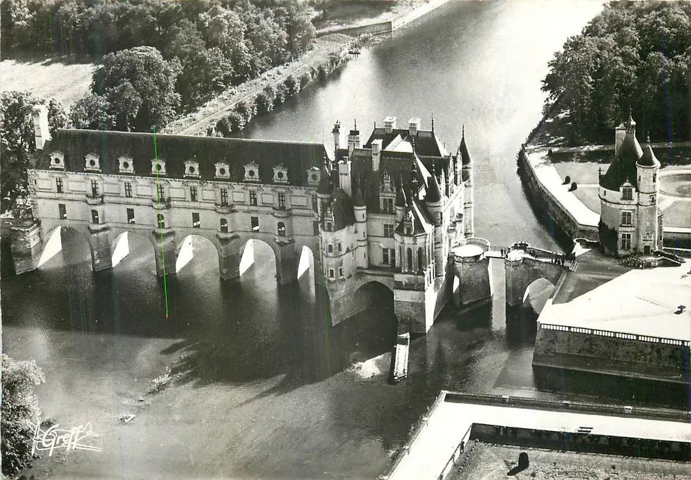 Schloss Chenonceau — Luftaufnahme — Greff, S.E.P.P., Paris - Vorderseite