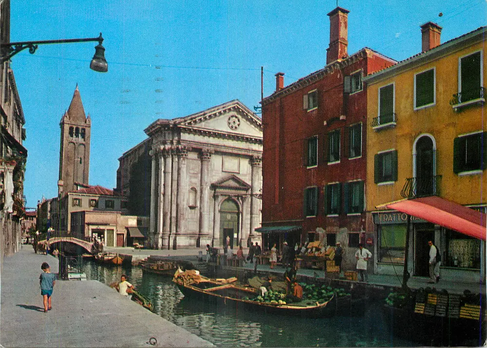 Veneza — Canal com igreja e mercado — editor da fotocolor - Frente