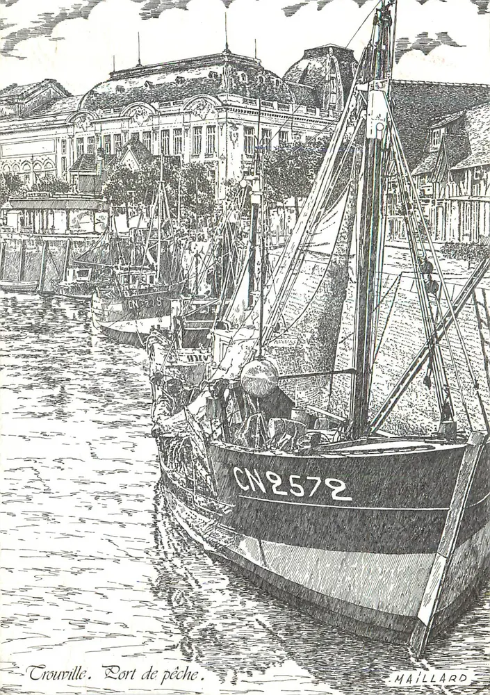 Trouville. Porto de pesca. — Ilustração de Maillard — Edições MAILLARD - Frente