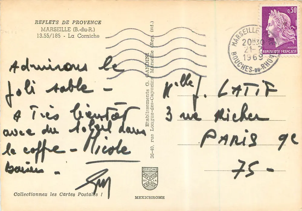 A Corniche — Marselha — Editora IRIS - Verso