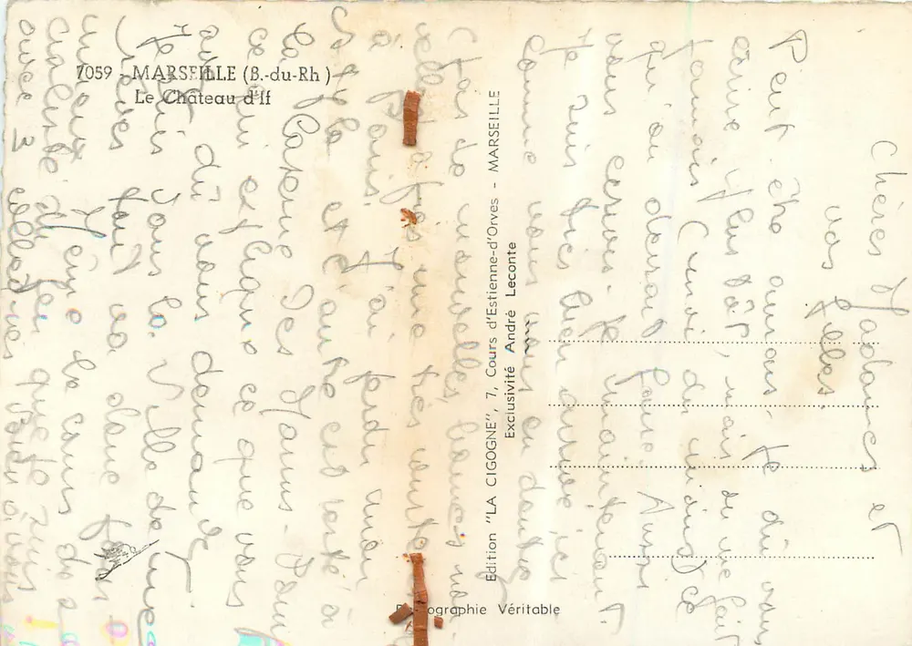 O Castelo de If — Marseille (B.-du-Rh) — Edição 'LA CIGOGNE', André Leconte - Verso