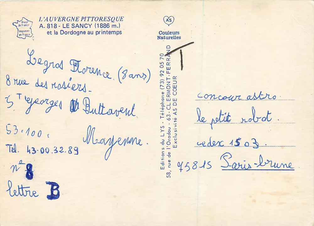 Der Sancy (1886 m.) — A. 818 — Die Dordogne im Frühling — Éditions AS de Coeur - Rückseite