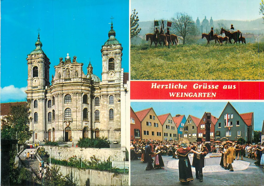 Weingarten — igreja, cavaleiros e festa — A. Schreiter, Nr 201/9 - Frente