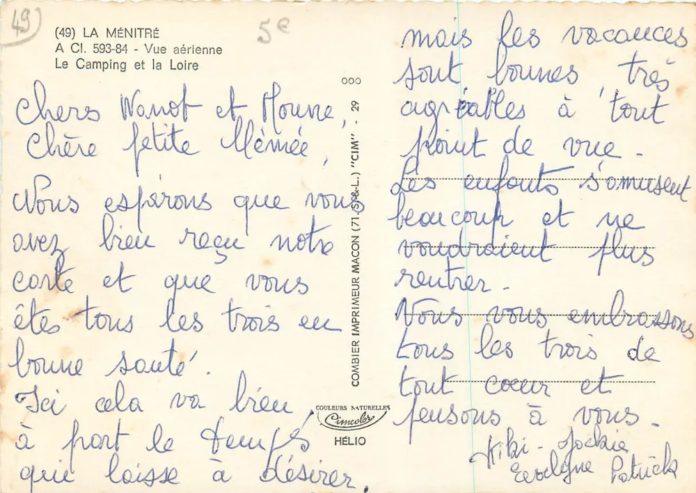 La Ménitré — Vue aérienne du camping et de la Loire — CIM - Verso