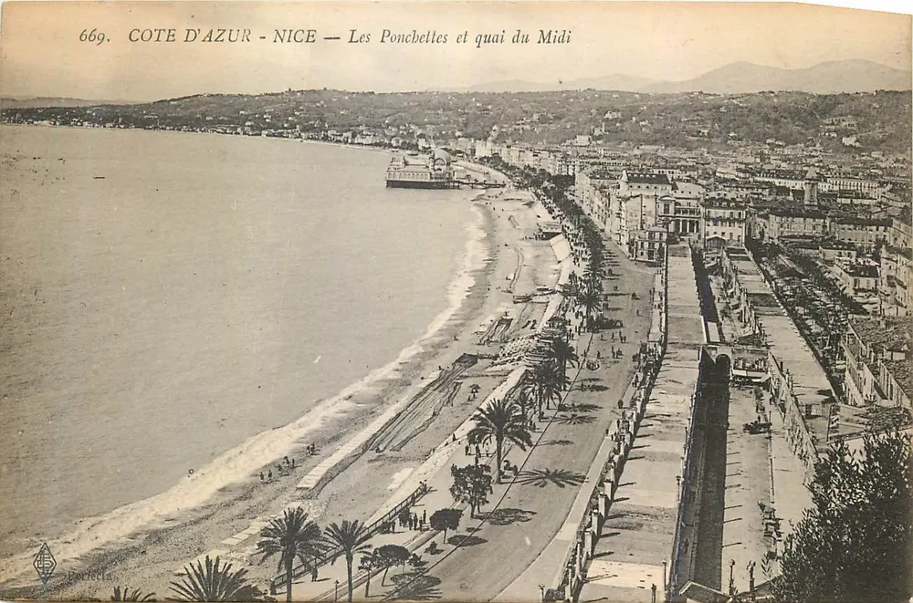 Côte d'Azur - Nice — Les Ponchettes et quai du Midi — Éditeur Ponchetta, n° 669 - Recto