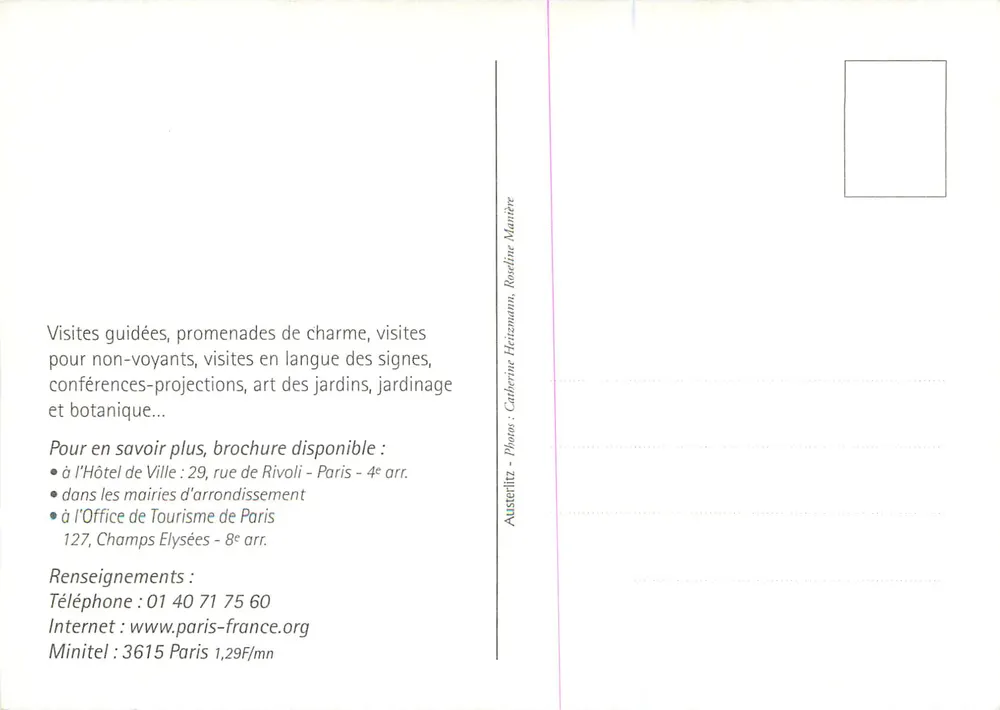 Jardins de Paris — Visitas guiadas — Mairie de Paris, Programa 2000 - Verso