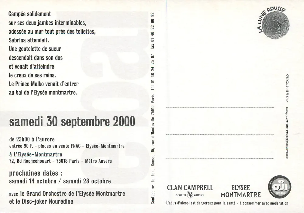 Festa de bal — A Lua Ruiva — Clan Campbell & Elysée Montmartre - Verso