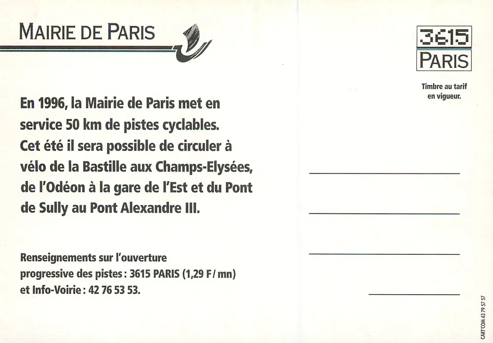 Paryż — rowery — Mairie de Paris i 3615 Paryż - Rewers
