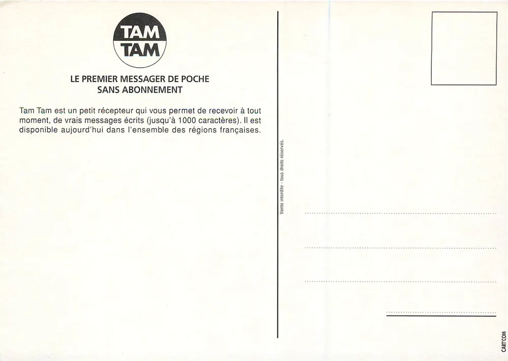 Tam Tam — O primeiro mensageiro de bolso sem assinatura — Tam Tam - Verso
