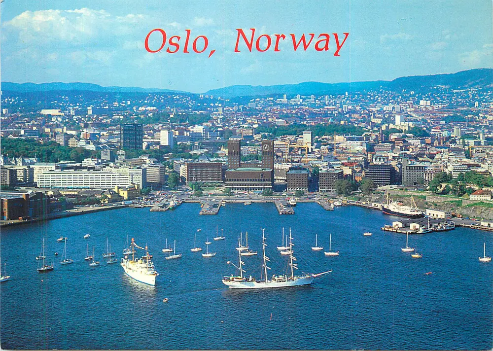 Oslo, Norwegen — luftaufnahme des Hafens mit Booten — Verlag M-1306/22 - Vorderseite